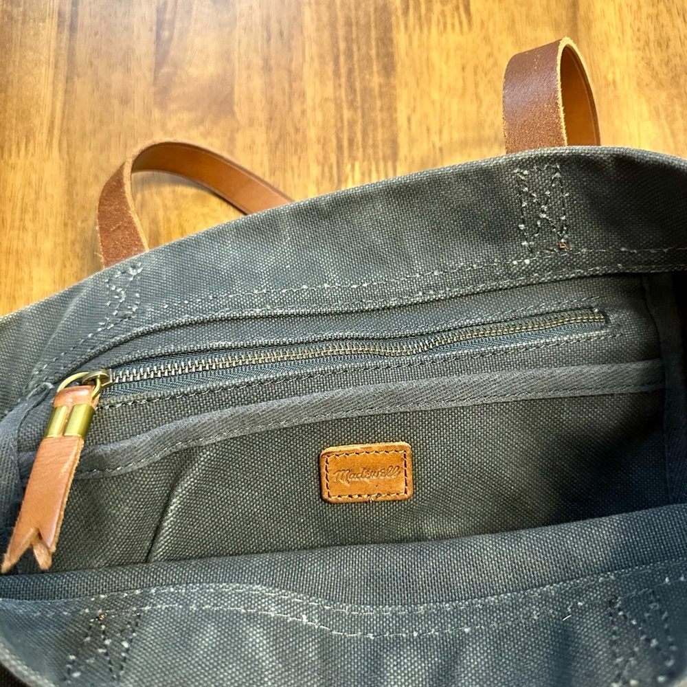 Madewell Navy Tote Bag with Leather Straps - Picture 2 of 5